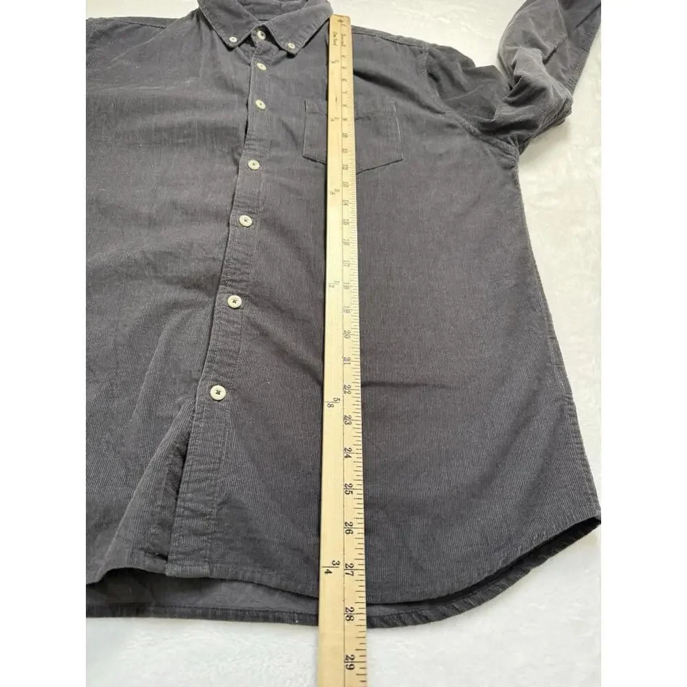 Wellen Corduroy Shirt Mens Large Dark Gray Huckberry Organic Cotton Button Down - Picture 6 of 6